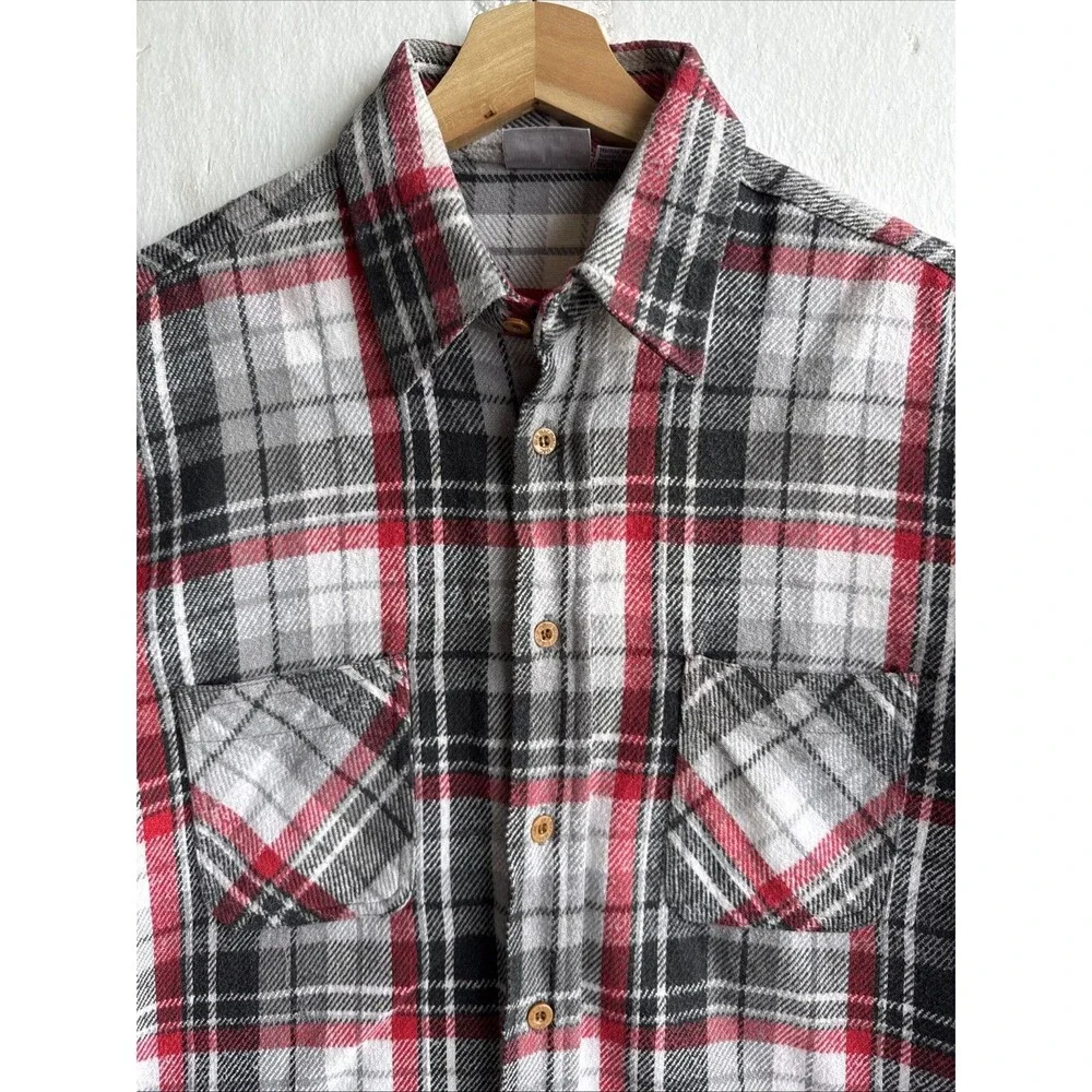 Vintage 80s 90s Big Mac Plaid Flannel Lined Button Up Shirt Made in USA Men’s XL